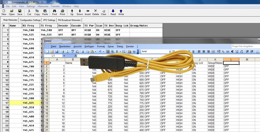 YPS-FT3D mit USB-Kabel