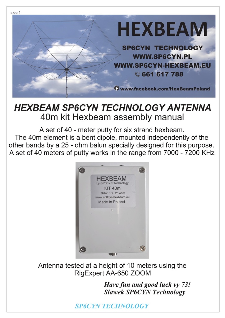 [71698] HEXBEAM 40m Kit SP6CYN